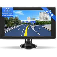 Navigacijos prietaisai automobiliui, 9 colių, sunkvežimių navigacijos prietaisai GPS su realaus laiko eismo informacija, su HD ekranu ir valdymu balsu, Europos žemėlapiais, tinkami lengviesiems automobiliams, nameliams ant ratų ir sunkvežimiams (9