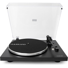 VULKKANO TD10 patefonas su preciziška garsiakalbio rankena, integruotu Phono/Line ekvalaizeriu ir elegantišku dizainu, suderinamas su 33 ir 45 RPM plokštelių įrašais