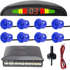Car Parking Aid 8 Sensors Reversing Aid Car Reversing Alarm Parking System Rear Parking Sensors Reverse Parking Aid Reversing Radar System Buzzer Alarm Warning Blue