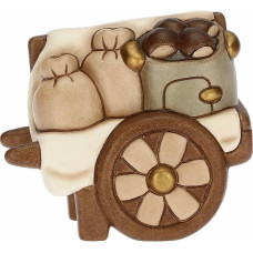 THUN - Rankinis vežimėlis su kaštonais, pagamintas iš rankomis dekoruotos keramikos, klasikinė prakartėlė, kalėdinė dekoracija, 8,5 x 5,5 x 7,3 cm aukščio