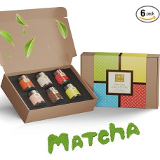 Tea Uniqo Matcha Powder Tea Tasting Set - 6 Matcha Varieties Ideal for Drinking, Ice Cream, Latte, Shakes, Baking or Cooking - Japanese Green Tea Powder Gift Set, No Artificial Dyes