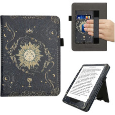 kwmobile Flip Cover Compatible with Amazon Kindle Paperwhite (2024)/Colorsoft - Case with Wrist Strap Tarot Cards Dark Blue Yellow Black