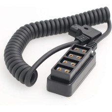 SZRMCC D-Tap Male to 4-Port D-Tap Female Hub Splitter Coiled Cable for ARRI RED Cameras Monitor Performance (Coiled Cable)