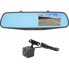 HD 1080P dvigubo objektyvo veidrodinė prietaisų skydelio kamera, 4,3 colio nuo atspindžių apsaugotas parkavimo monitorius, galinio vaizdo kamera (su 32 g atminties kortele)