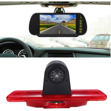 HD Brake Light Reversing Camera with 7 Inch Rear View Mirror Monitor Replacement for Fiat Scudo 270 272/Citroen Jumpy Dispatch Box VF7/Peugeot Expert Tepee VF3A VF3U VF3X Furgon/Toyota ProAce Diesel