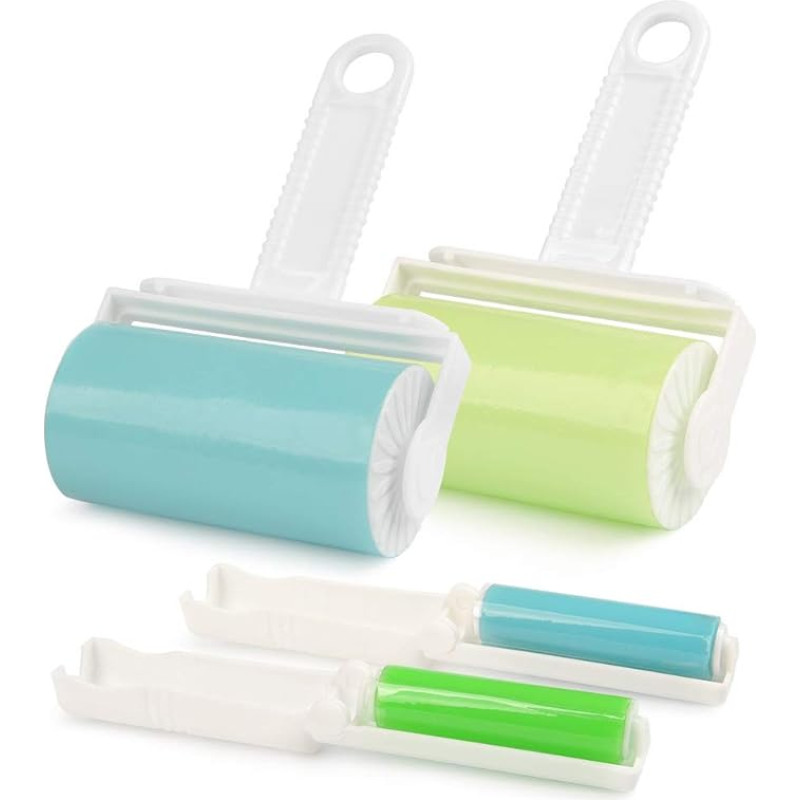 Foccts Pack of 2 Reusable Washable Lint Roller Sticky Washable Dust Lint Roller Foldable Sticky Roller Portable Curler with Cover for Clean Furniture, Carpets, Clothing