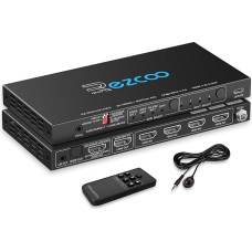 4K 120Hz HDMI 2.1 perjungiklis 4x1 eARC garso ištraukiklis VRR ALLM HDCP2.3 ARC HDR10 CEC SPDIF optinis ir 3,5 mm garso išėjimas, HDMI perjungiklis 4 IN 1OUT IR nuotolinio valdymo pultas Dolby Digital EDID, skirtas PS5 Xbox AMD
