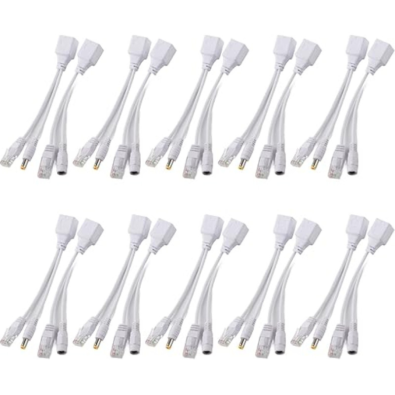 10 porų IP apsaugos kameros POE RJ45 kabelio maitinimo per Ethernet adapterio inžektorius ir skirstytuvas DC 12V, skirtas naudoti su POE jungikliu 6,5 colio