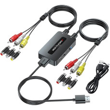 Dvigubas RCA ir HDMI keitiklis su 4:3/16:9 santykio išvesties jungikliu, 2 x RCA ir HDMI, dviejų prievadų CVBS kompozitinis AV keitiklis į HD