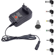 Universalus adapterio maitinimo šaltinis, nuo 220 V iki 6 V 9 V 12 V 15 V 18 V 24 V Reguliuojamas nuolatinės srovės įkrovimo adapterio perjungimas 41 W 5 V/2,1 A, skirtas WLAN adapterio elektronikai (6 pasirenkami adapterio antgaliai)