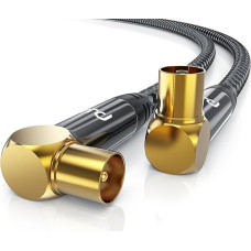 CSL 5 m HDTV antenos kabelis su pynimu 8k 4k HDTV antenos kištukas kampinis su antenos jungtimi kampinis 135 dB 75 Ohm 90° kampinis DVB-T ir DVB-T2 DVB-C DVB-S DVB-S2 Radijas FM DAB