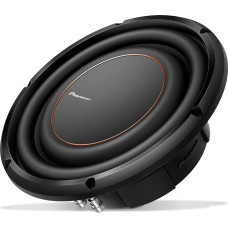 PIONEER TS-D10LS2 Galingas 10 colių žemo profilio žemų dažnių garsiakalbis, 1300 W maksimalios galios, viena 2 omų balso ritė ir kompaktiškas dizainas giliems bosams, juodas