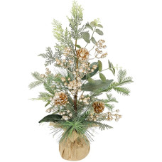 Eglės uogų / spurgų kompozicija vazonėlyje, kalėdinė kompozicija, kalėdinės gėlės, dirbtinė gėlė, žiemos gėlė, augalų šakos, kompozicija, kalėdinė dekoracija, stalo puošmena