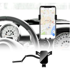 KUNGKIC Automobilinis mobiliojo telefono laikiklis Reguliuojamas automobilinis telefono laikiklis, suderinamas su Mini Cooper R50 R52 R53 Priedai Interjeras 360° pasukimas Cinko lydinys ABS (sulankstomas juodas)