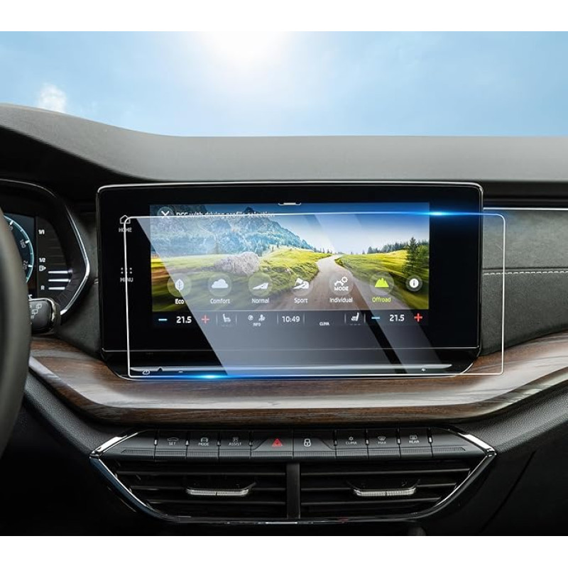 SHAOHAO ekrano apsauga, suderinama su Skoda Octavia 4 NX/RS/Combi 2020-2026 10 colių informacinės ir pramoginės sistemos grūdintu stiklu, 9H grūdinto stiklo ekrano apsauga, apsauganti nuo pirštų atspaudų, HD Clear