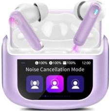 Wireless Earbuds, Bluetooth 5.4 Earphones with Multifunctional Touch Screen, 48H Bass Stereo Headphones with ANC/ENC Noise Cancelling/Transparency Mode, IPX7 Earphones with 5 EQ Modes, Taro Purple