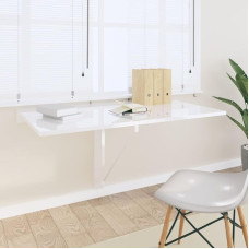 ZEYUAN 342649 Sulankstomas sieninis stalas blizgus baltas 100 x 60 x 56 cm Medienos medžiaga Sulankstomas stalas Sieninis stalas Sulankstomas stalas Valgomasis stalas