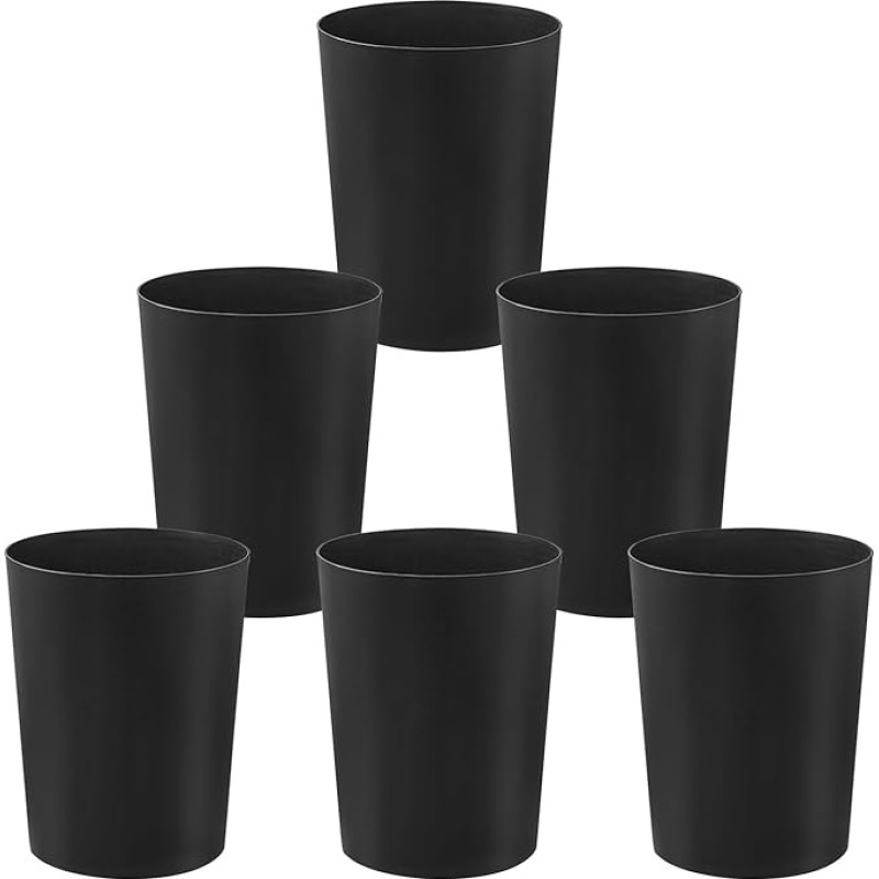 Cetomo 7,2 l x 6 šiukšliadėžė, šiukšliadėžė, šiukšlių dėžė, šiukšliadėžė popierinėms atliekoms, biure, miegamajame, plastikinė (PP), juoda, 7,2 l (21 x 17,3 x 26,5 cm), 6 vnt.