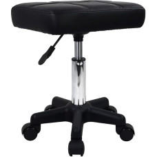 FURWOO stačiakampio formos riedučių taburetė su ratukais, reguliuojamo aukščio pasukama taburetė, skirta SPA, salonui, masažui, juoda