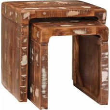 2 STK Nesting-Tischen Satztische Braun Modern Beistelltisch Side Table Wohnzimmer Wohnraum Upgecyceltes Holz Simpel Praktisch