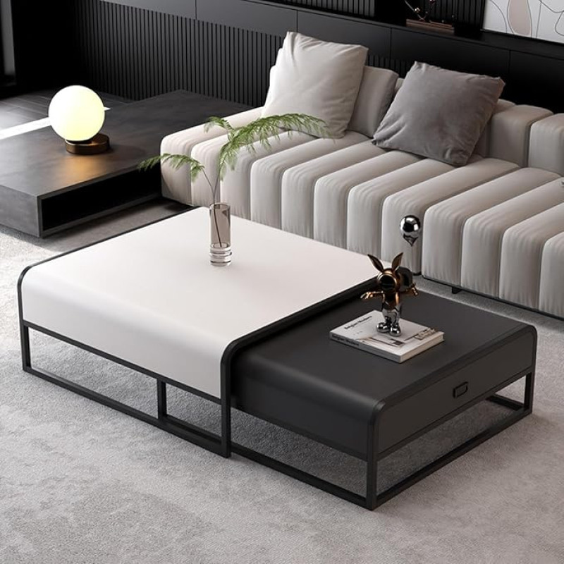 Stapelbare Nisttische mit Schublade, Metallrahmen, Beistelltisch für Wohnzimmer, Schlafzimmer und Büro