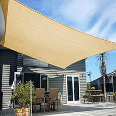 HENG FENG Stačiakampė saulės burė, 2,5 x 3 m, HDPE apsauga nuo saulės, apsauga nuo vėjo, pralaidi orui su UV apsauga, skirta balkonui, sodui, terasai, smėliui