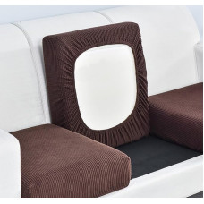 Sofa Seat Cushion Cover, Stretch Sofa Seat Cover, Fitted Sofa Seat Cover, Soft Sofa Cushion Protective Covers, Furniture Protective Cover, Replacement for Single Cushion (1-Seater, Dark Coffee)