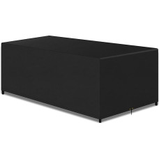 Sodo baldų dangteliai 29420D Oxford Audinys, lauko terasos baldų stačiakampio formos komplekto dangteliai Vandeniui atspari Anti-UV vėjo nepraleidžianti sodo staltiesė, juoda, 242 x 162 x 100 cm