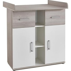 Lotti Changing Table with Removable Changing Table Elm Silver Grey/White - Made in Germany