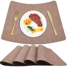 Tischsets Abwaschbar Keilform Runden Tisch Kunstleder Doppelseitig rutschfest Hitzebeständig bis 100°C Wasserabweisend Abwischbar Platzsets Esstisch Küche Drinnen Draußen(Light Pink, Set of 4)