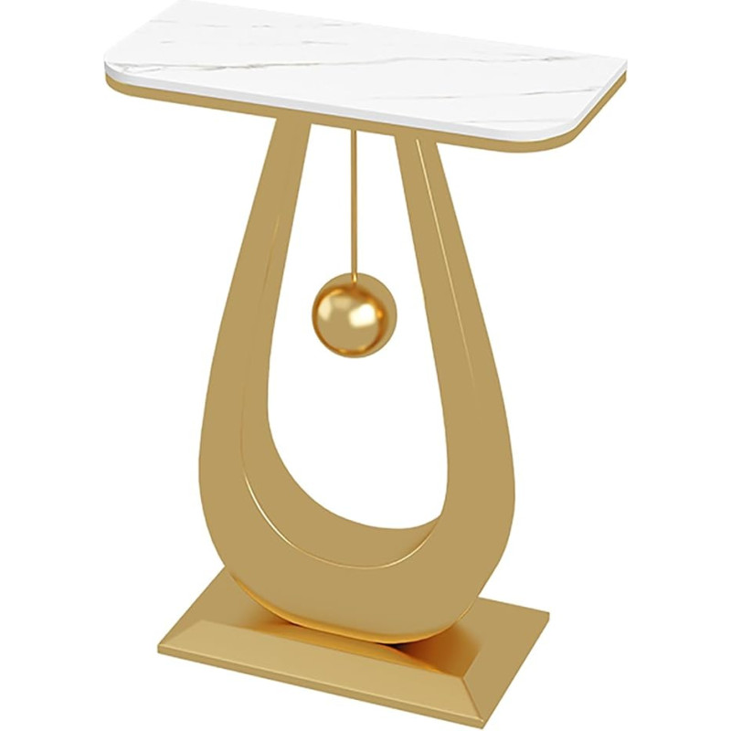 Kleiner Konsolen-Akzenttisch, 40,6 cm, gesinterter Stein, schmaler Eingangs-Sofatisch mit Metallfuß, luxuriöse Eingangskonsole für Flur, Wohnzimmer, Schlafzimmer