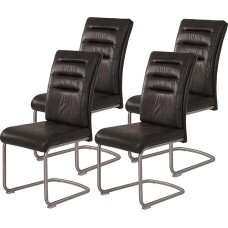 Hela Tische, Paula Swing Chair Set of 4 Vintage Anthracite Cover Round Tube Stainless Steel Bow Handle 140 kg Load Capacity