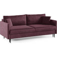 LIKMA 3-vietė sofa 209 cm su miego funkcija ir patalynės dėže, aksominė sofa lova su lovos dėže, moderni sofa, sofų komplektai, sofos lova Spalva: Tamsiai violetinė spalva, audinys: Kurių spalva: veliūras Riviera 69