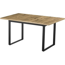 B&D home Anna 11202-US-EIDA-P Valgomojo stalas išplečiamas 120-160 x 80 cm, skirtas 4-6 žmonėms Medinis virtuvės stalas su slystančiu rėmu, juodas, skirtas virtuvei, valgomajam, skandinaviško pramoninio dizaino, ąžuolo išvaizdos
