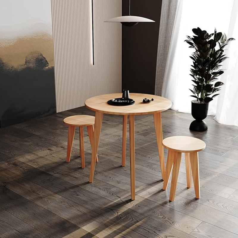 Krok Wood Dresden valgomojo stalas apvalus, buko masyvo 75 x 75 x 76 cm