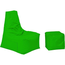 Optimal Sitzsack mit Lehne & Hocker - für Kinder und Erwachsene – Sessel – Kissen – Indoor & Outdoor – Gaminggeignet & bereits gefüllt - Sitzkissen Bodenkissen (Grün)
