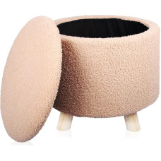 Taburetė su laikymo vietos dangčiu Nuimama taburetė Apvali kojų laikymo dėžutė Teddy Fabric