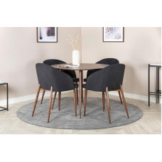 Apvalus valgomojo stalas - PLAZ 100 cm skersmens ir 75 cm aukščio valgomojo ir virtuvės stalas - nedidelis modernaus dizaino stalas su plieninėmis kojomis (riešutmedis)