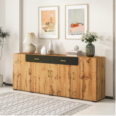 BTM virtuvės spintelė sandėliavimo spintelė 208 x 39,5 x 80 cm komoda su 4 durelėmis ir 2 stalčiais