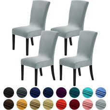 Howhic Velvet kėdžių dangteliai valgomajam, įtempiami valgomojo kėdžių dangteliai, plaunami virtuvės kėdžių dangteliai, klasikinė namų ir banketų apdaila, sidabrinė, 4 vnt.