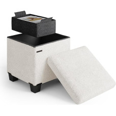 STORAGEBUD Ottomane mit Stauraum für das Wohnzimmer, 38,1 cm, kleine Ottomane, Fußstütze, Schlingenhocker max 150 kg, Weiß