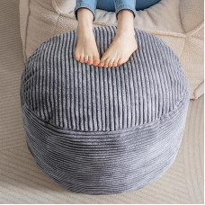 HIGOGOGO Velveto maišeliai apvalios kojinės Bean Bag Pouf su putų gabalėlių užpildu, 50 x 35 cm grindų pufai kojoms, skirti svetainei, tamsiai pilka