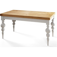 Lena Stačiakampio formos valgomojo stalas Išskleidžiamas stalo dydis: 160-210 x 90 x 78,5 cm Svetainės stalo spalva: Craft, su baltos spalvos kojomis