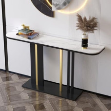 Konsolen-Sofatische, moderner Konsolentisch, Konsolentisch, Eingangstisch, langer Akzenttisch, moderner Akzenttisch, mit Ablageflächen, für Wohnzimmer, Flur, Foyer (Schwarz, D, 80c