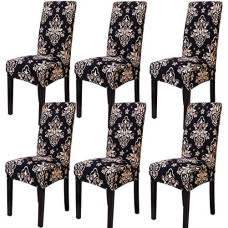 Spandex Dining Chair Covers, [Set of 6] Elastic Stretch Chair Seat Covers, Removable, Washable, Dining Chair Protective Covers