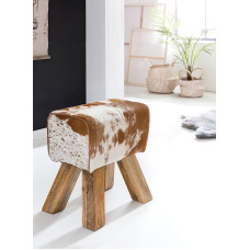 Taburetė Ožkos oda Ruda medžio masyvo Springbock Footstool Sporto salės taburetė