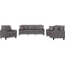 Sofagarnitur, Sessel Couch mit Kissen, Kunstleder Sofa, Wohnzimmersofa mit Armlehnen, Couchgarnitur Designsofa Sitzmöbel Polstermöbel (Grau #11)