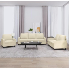 ZEYUAN 3201399 3 dalių sofos komplektas su pagalvėle Kreminė dirbtinė oda, Sofos ir sofos, Sofa svetainė, Sofa paauglių kambariui, Sofa poilsiui, Sofa miegamajam, Miegamojo sofa, Minkšta sofa