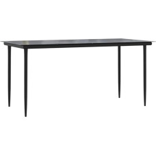 Valgomojo stalas Garden Black 160 x 80 x 74 cm Plienas ir grūdintas stiklas
