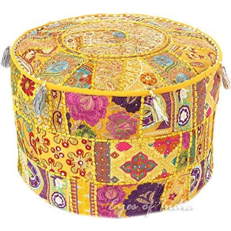 Pouffe, Cotton Handmade Ottoman Pouf, chair bench stool 14X22